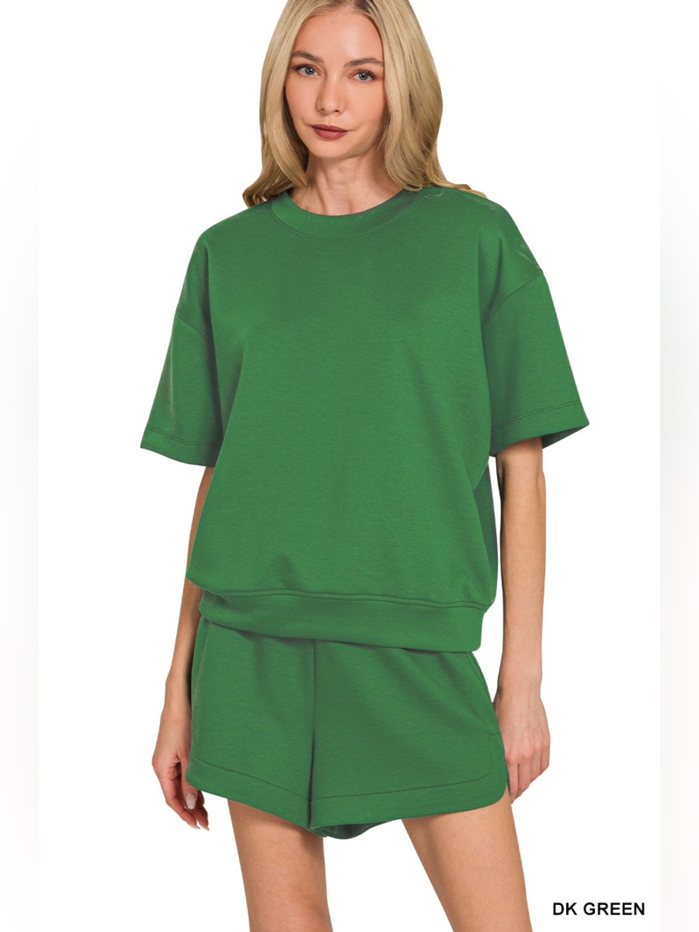 Zenana SCUBA ROUND NECK TOP & DOLPHIN SHORTS SET